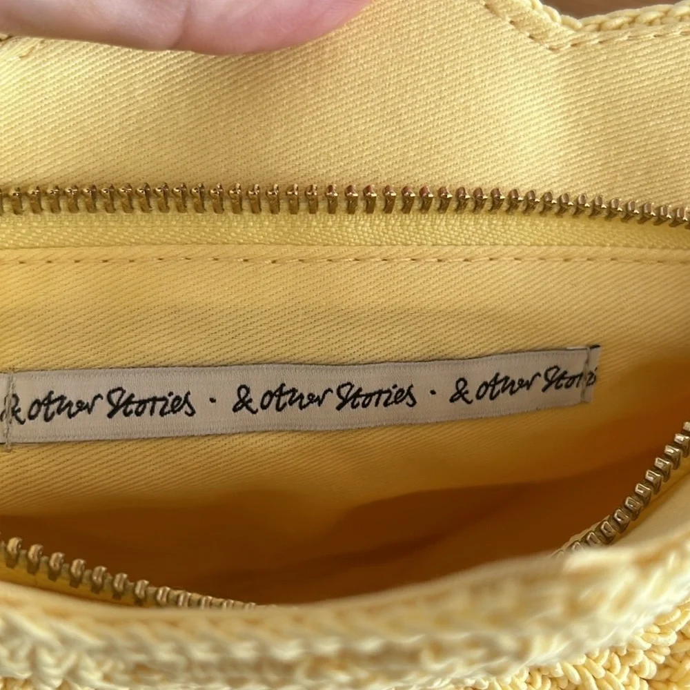 NEW! & OTHER STORIES crochet shell crossbody clutch chain bag yellow